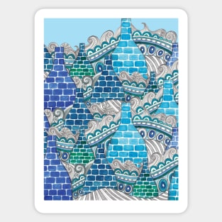 STOKE ON TRENT: BLUE ABSTRACT KILNS Sticker